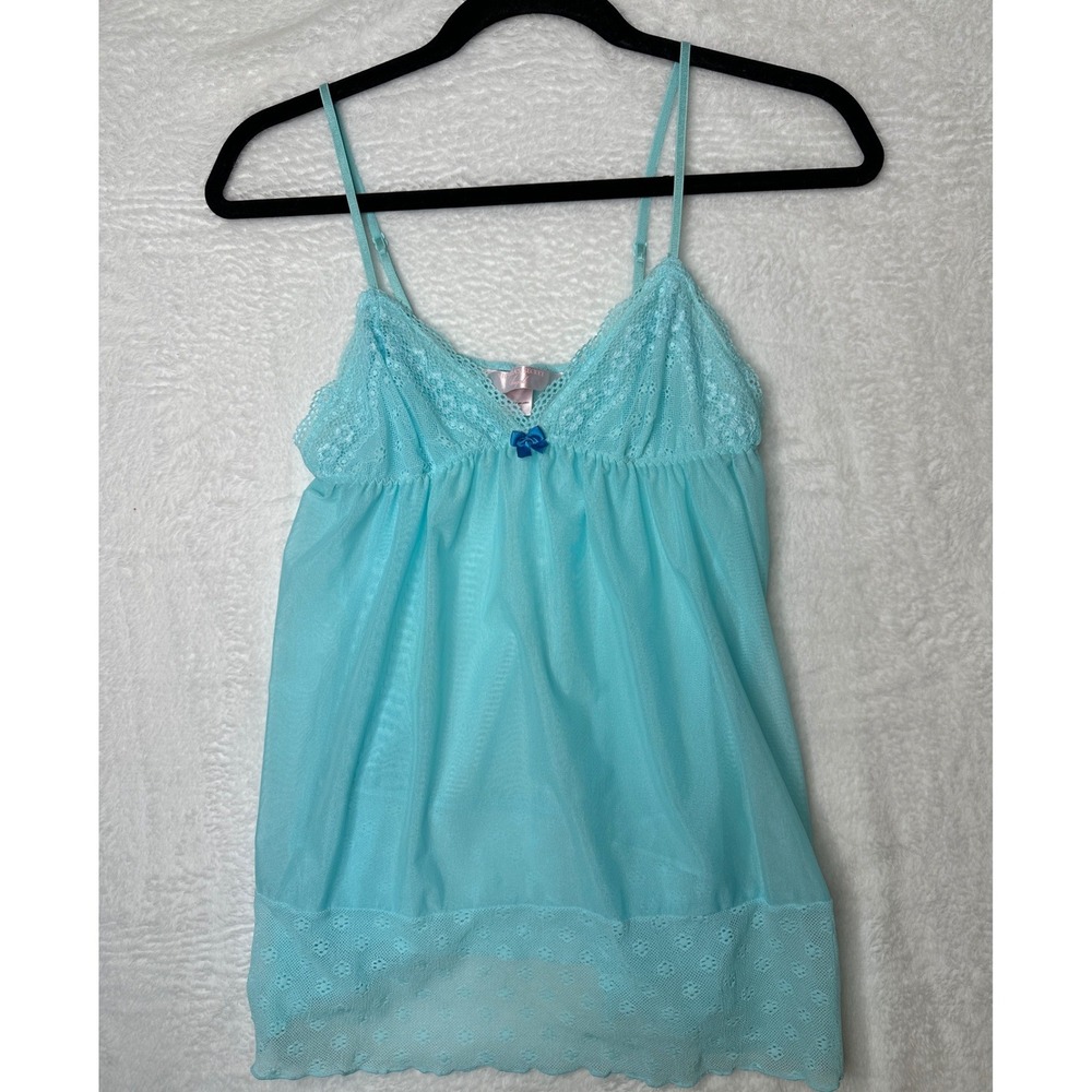 Victoria's Secret Camisole Womens S Aqua Blue Y2K Lace Mesh Angels